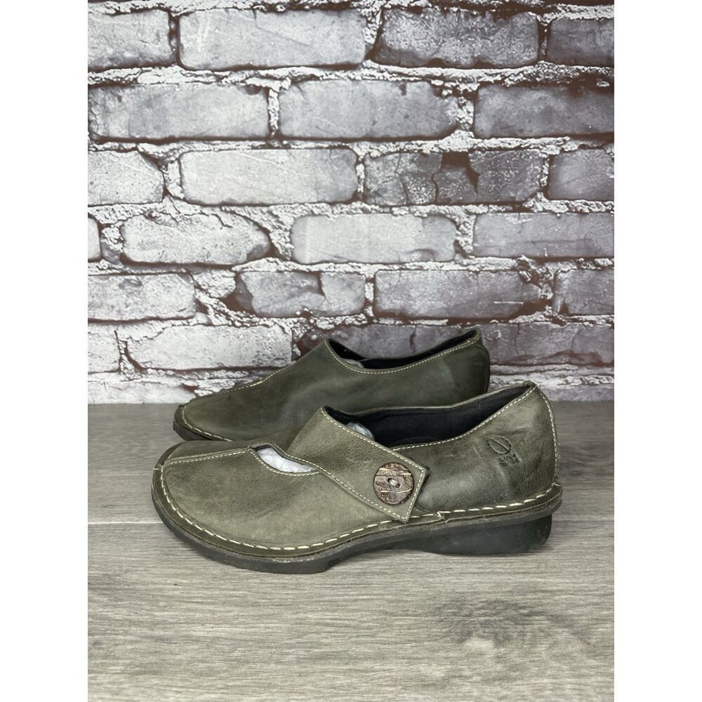 Sergio Tomani Olive Green Leather Mary Jane Strap Comfort Shoes Women 37EU/6.5M
